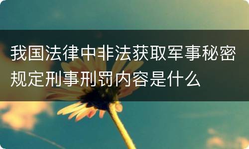 我国法律中非法获取军事秘密规定刑事刑罚内容是什么