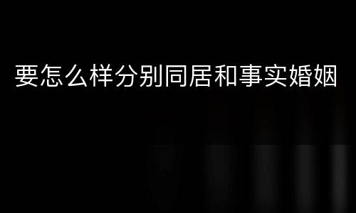 要怎么样分别同居和事实婚姻