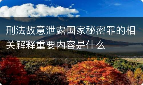 刑法故意泄露国家秘密罪的相关解释重要内容是什么