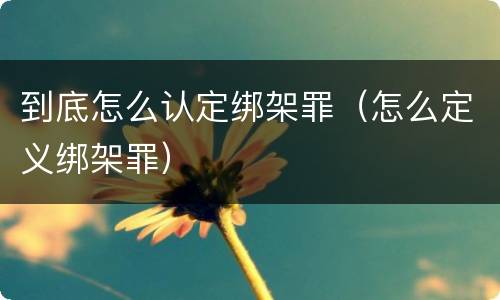 到底怎么认定绑架罪（怎么定义绑架罪）