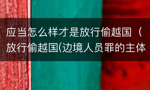 应当怎么样才是放行偷越国（放行偷越国(边境人员罪的主体是）