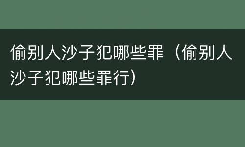 偷别人沙子犯哪些罪（偷别人沙子犯哪些罪行）