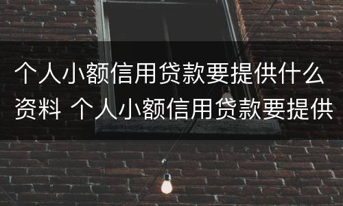 个人小额信用贷款要提供什么资料 个人小额信用贷款要提供什么资料和材料
