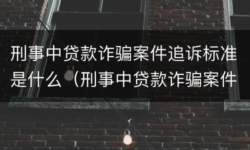 刑事中贷款诈骗案件追诉标准是什么（刑事中贷款诈骗案件追诉标准是什么呢）