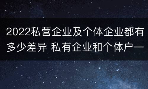 2022私营企业及个体企业都有多少差异 私有企业和个体户一样吗
