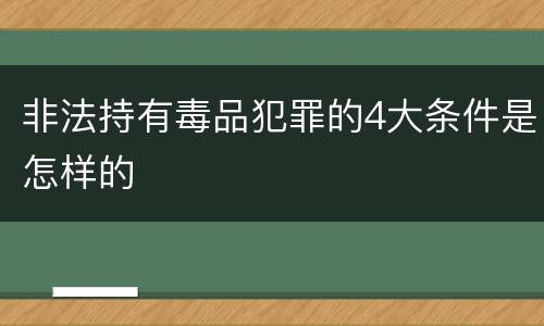 非法持有毒品犯罪的4大条件是怎样的