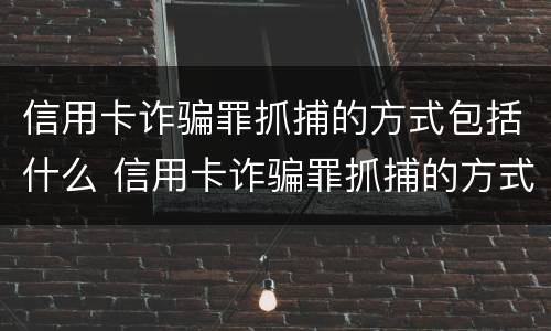 信用卡诈骗罪抓捕的方式包括什么 信用卡诈骗罪抓捕的方式包括什么内容