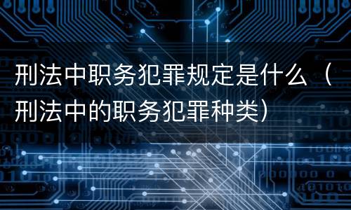 刑法中职务犯罪规定是什么（刑法中的职务犯罪种类）