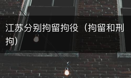 江苏分别拘留拘役（拘留和刑拘）