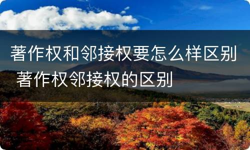 著作权和邻接权要怎么样区别 著作权邻接权的区别