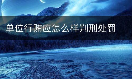 单位行贿应怎么样判刑处罚