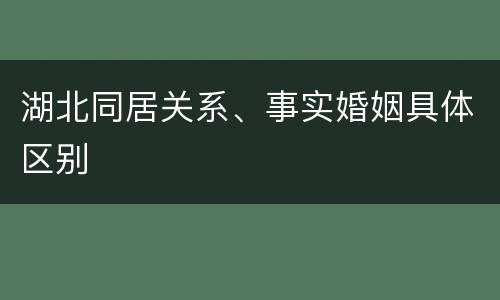 湖北同居关系、事实婚姻具体区别