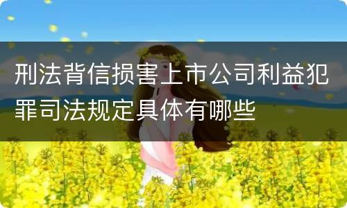 刑法背信损害上市公司利益犯罪司法规定具体有哪些