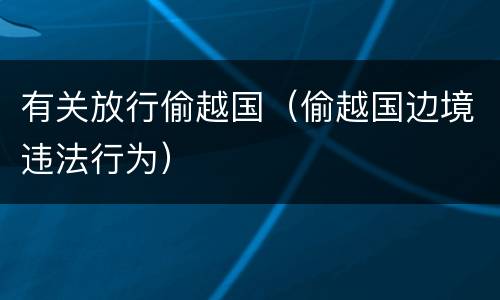 有关放行偷越国（偷越国边境违法行为）