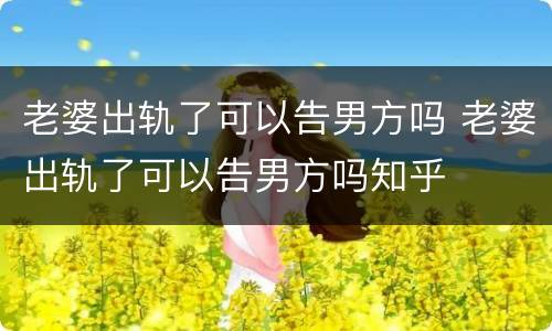 老婆出轨了可以告男方吗 老婆出轨了可以告男方吗知乎