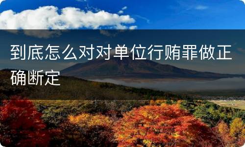 到底怎么对对单位行贿罪做正确断定