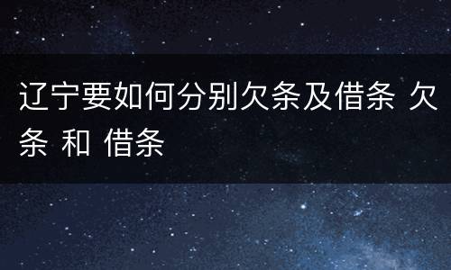 辽宁要如何分别欠条及借条 欠条 和 借条