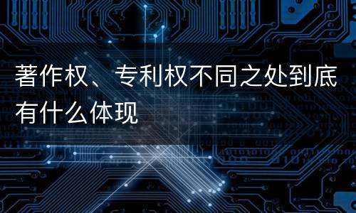 著作权、专利权不同之处到底有什么体现
