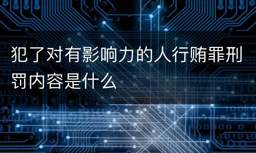 犯了对有影响力的人行贿罪刑罚内容是什么