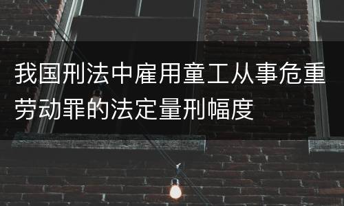 我国刑法中雇用童工从事危重劳动罪的法定量刑幅度