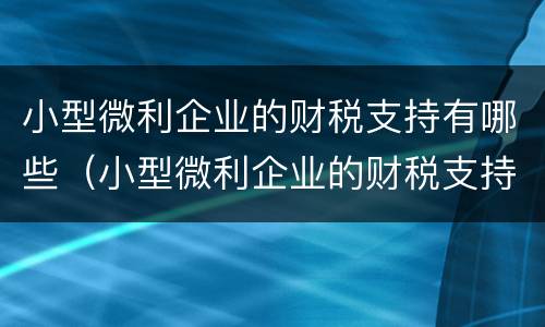 小型微利企业的财税支持有哪些（小型微利企业的财税支持有哪些方面）