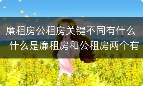 廉租房公租房关键不同有什么 什么是廉租房和公租房两个有什么特点