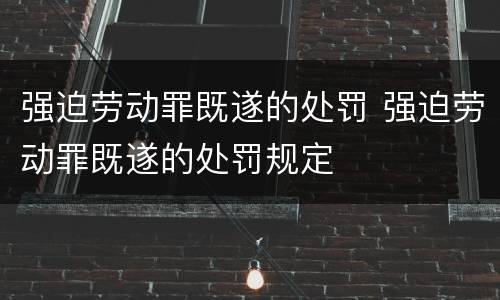 强迫劳动罪既遂的处罚 强迫劳动罪既遂的处罚规定