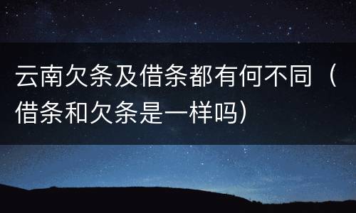 云南欠条及借条都有何不同（借条和欠条是一样吗）