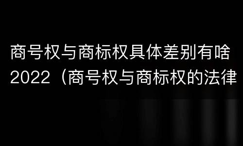 商号权与商标权具体差别有啥2022（商号权与商标权的法律冲突与解决）