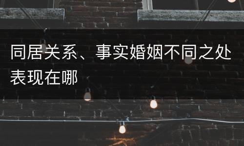 同居关系、事实婚姻不同之处表现在哪