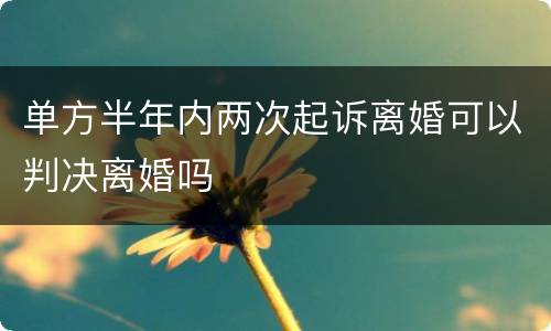 单方半年内两次起诉离婚可以判决离婚吗