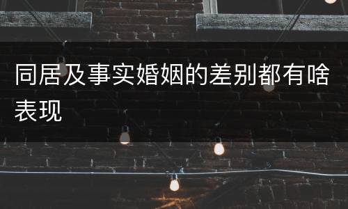 同居及事实婚姻的差别都有啥表现