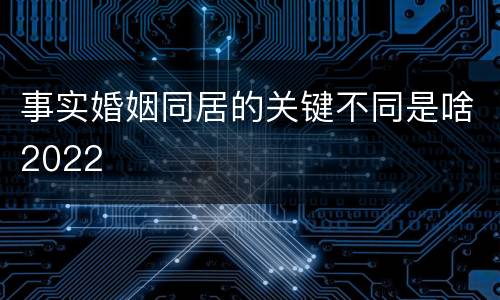 事实婚姻同居的关键不同是啥2022