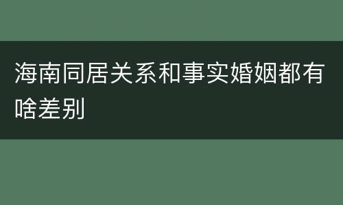 海南同居关系和事实婚姻都有啥差别