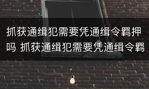 抓获通缉犯需要凭通缉令羁押吗 抓获通缉犯需要凭通缉令羁押吗知乎