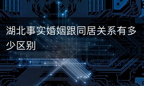 湖北事实婚姻跟同居关系有多少区别