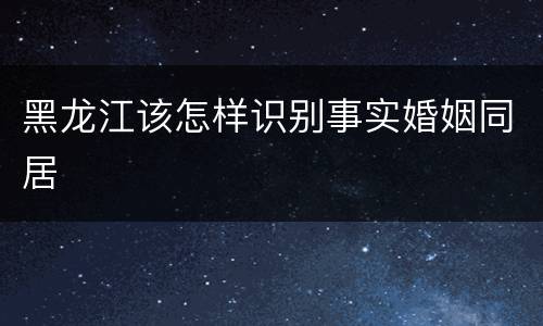 黑龙江该怎样识别事实婚姻同居