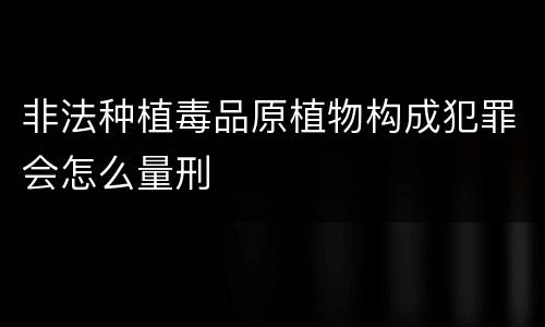 非法种植毒品原植物构成犯罪会怎么量刑