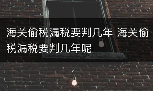 海关偷税漏税要判几年 海关偷税漏税要判几年呢