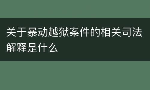 关于暴动越狱案件的相关司法解释是什么