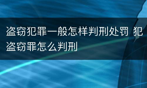 盗窃犯罪一般怎样判刑处罚 犯盗窃罪怎么判刑