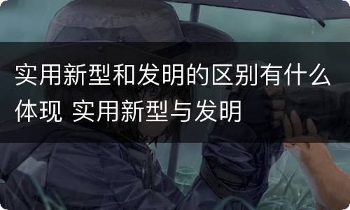实用新型和发明的区别有什么体现 实用新型与发明