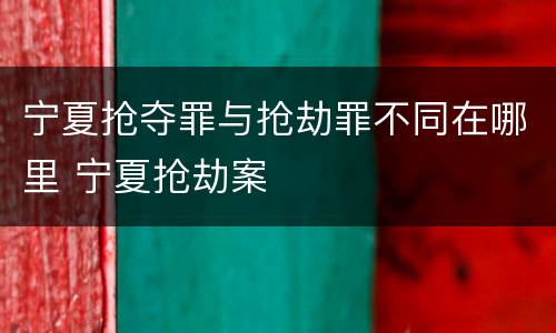 宁夏抢夺罪与抢劫罪不同在哪里 宁夏抢劫案