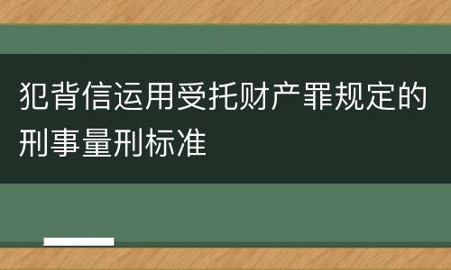 犯背信运用受托财产罪规定的刑事量刑标准