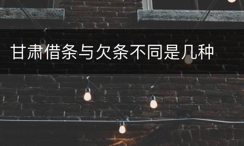 甘肃借条与欠条不同是几种