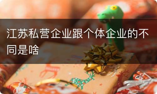 江苏私营企业跟个体企业的不同是啥
