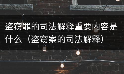 盗窃罪的司法解释重要内容是什么（盗窃案的司法解释）