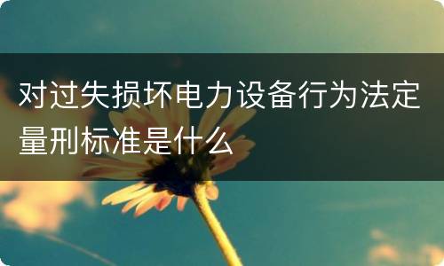 对过失损坏电力设备行为法定量刑标准是什么