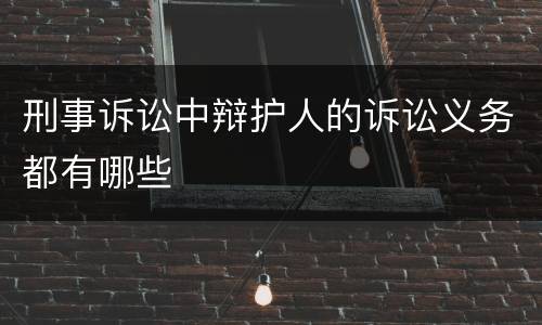 刑事诉讼中辩护人的诉讼义务都有哪些