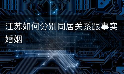 江苏如何分别同居关系跟事实婚姻
